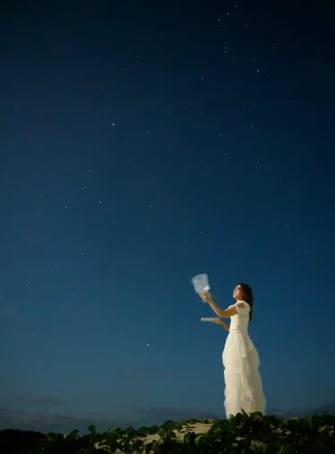 夜空とクリスタルボウル